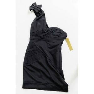 Nicole Miller One Shouldered Black Cocktail Dress